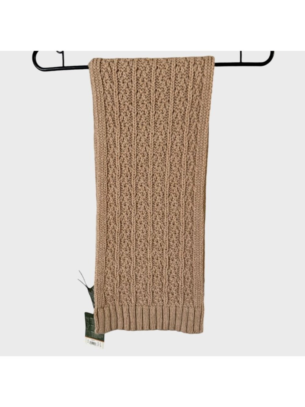 Eddie Bauer Cable Knit Scarf Khaki/Tan Women's O/S Chunky Soft Warm Winter NEW - Picture 2 of 8